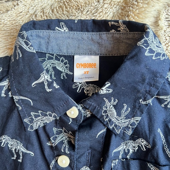 Gymboree Dark Blue Long Sleeve Shirt with Dinosaurs Prints - Kids size 3T - Picture 2 of 5